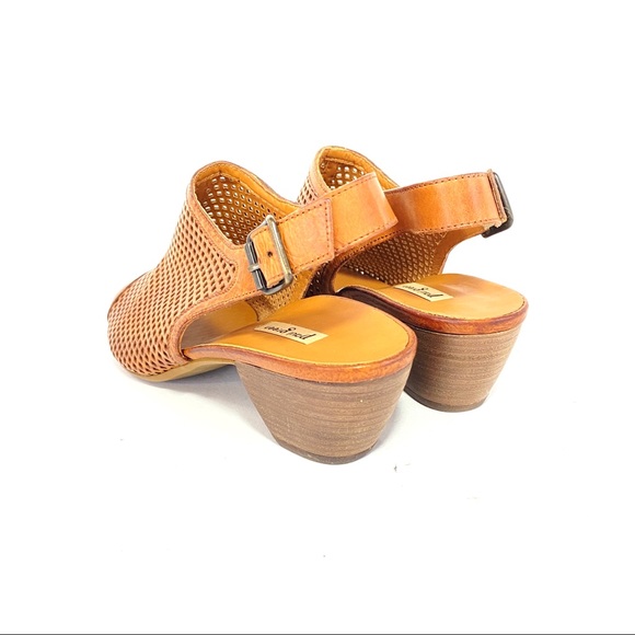 Paul Green Cognac Laser Cut Leather Slingback - Picture 11 of 12